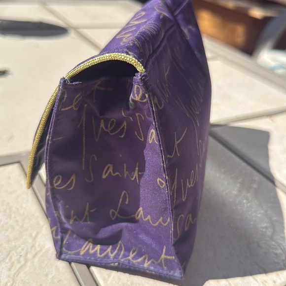 Yves Saint Laurent Purple and Gold Women's Bag cursive YSL logo all over - Picture 3 of 5